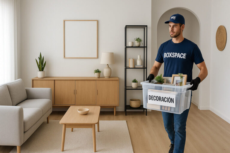Caja y muebles almacenados para alquilar casa en Airbnb con Boxspace
